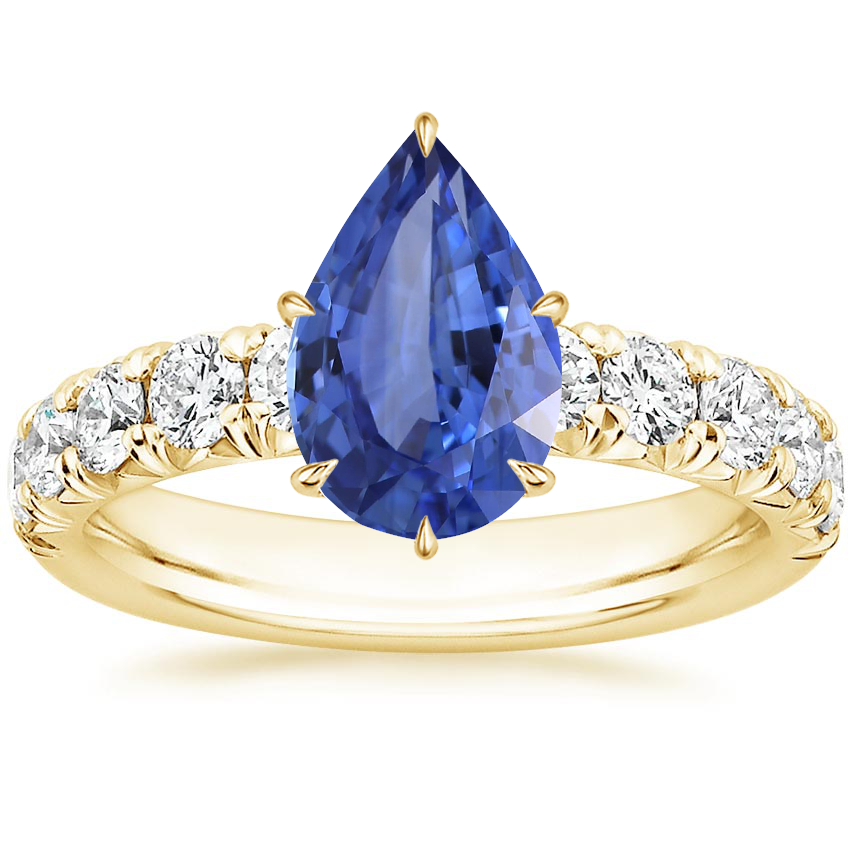 18K Yellow Gold Ellora Half Coverage Diamond Ring, large top view