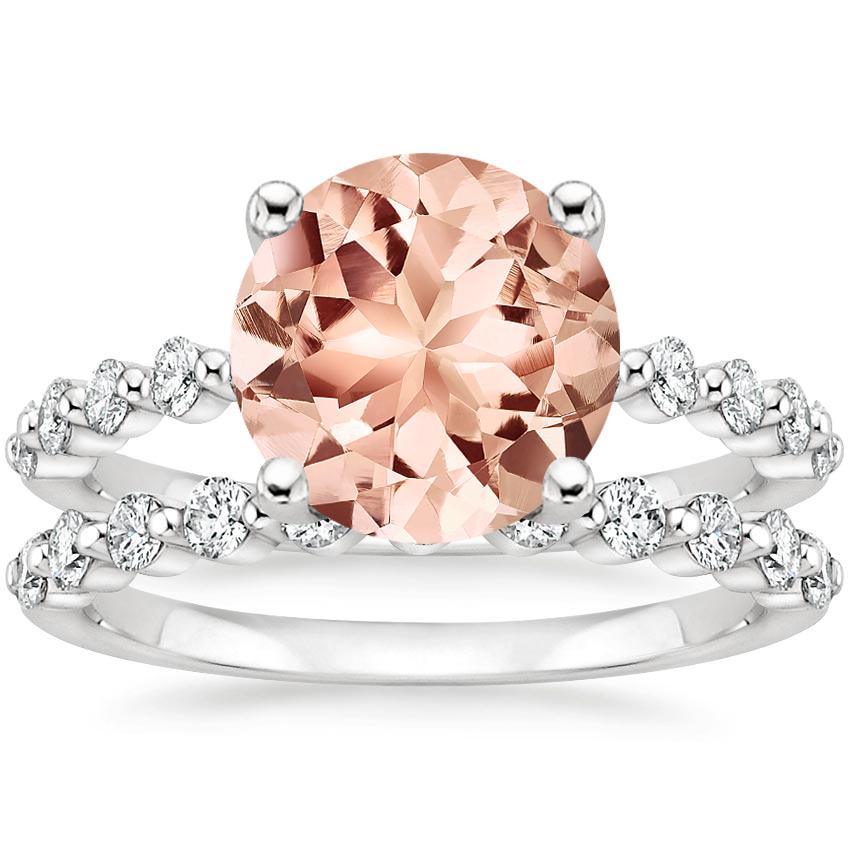18KW Morganite Marseille Diamond Bridal Set (1/2 ct. tw.), top view