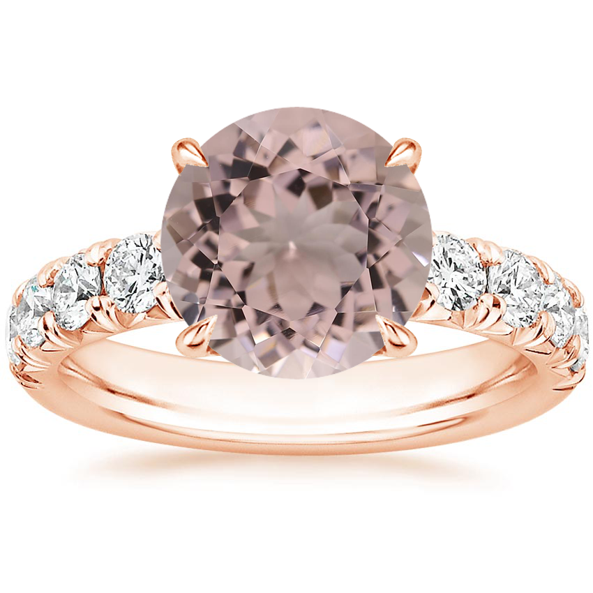 14K Rose Gold Ellora Half Coverage Diamond Ring, large top view