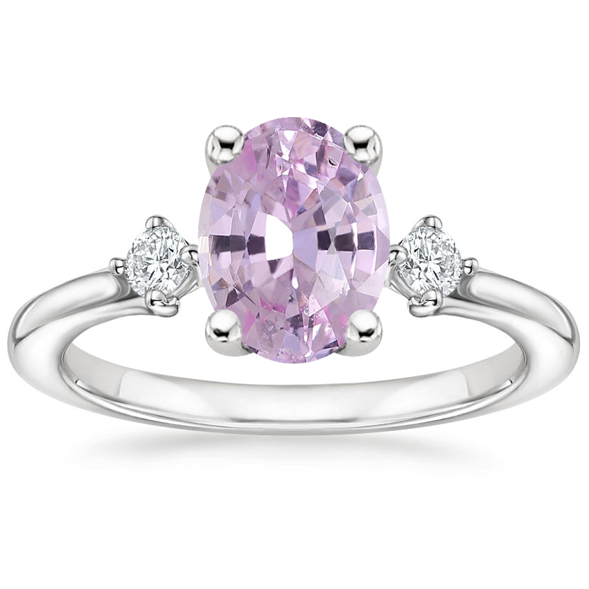 18K White Gold Floating Three Stone Diamond Ring, large top view