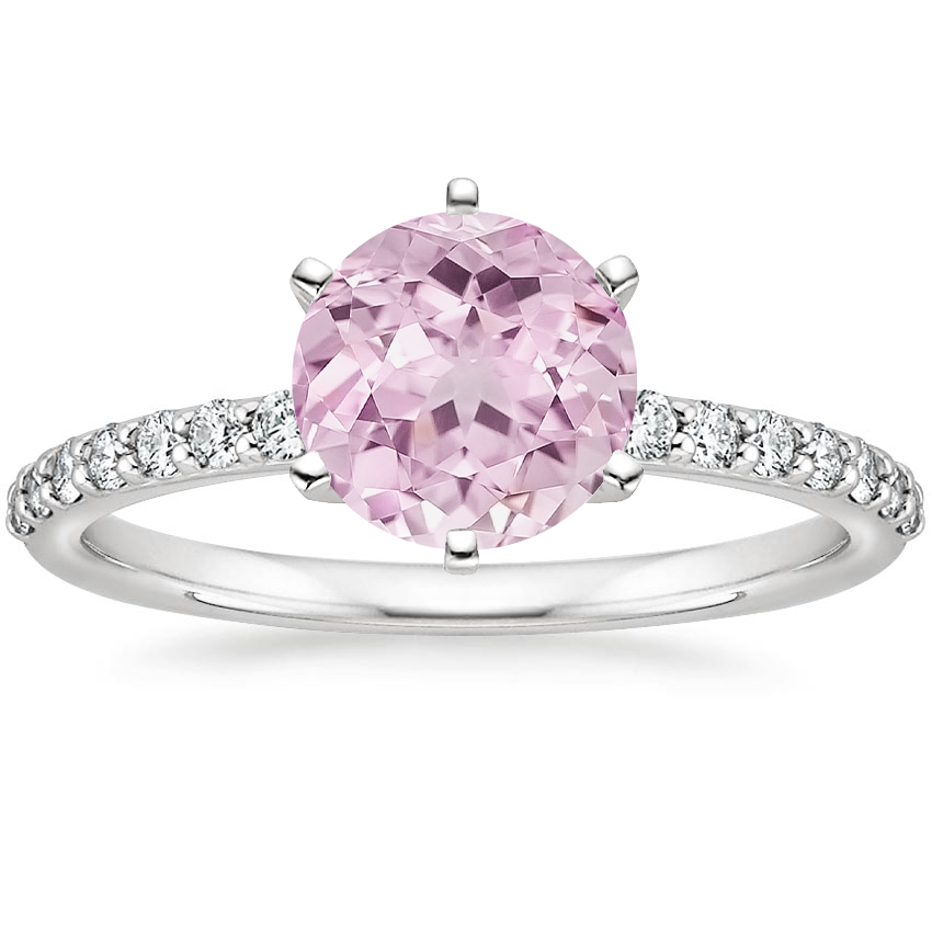 Lab Grown Sapphire Six Prong Petite Shared Prong Diamond Ring (1/5 ct. tw.) in 14K White Gold