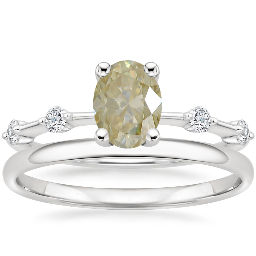 18K White Gold Aimee Diamond Ring with 1.5mm Slim Profile Wedding Ring