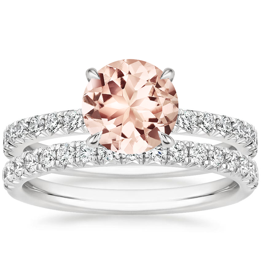 18KW Morganite Amelie Diamond Bridal Set, top view