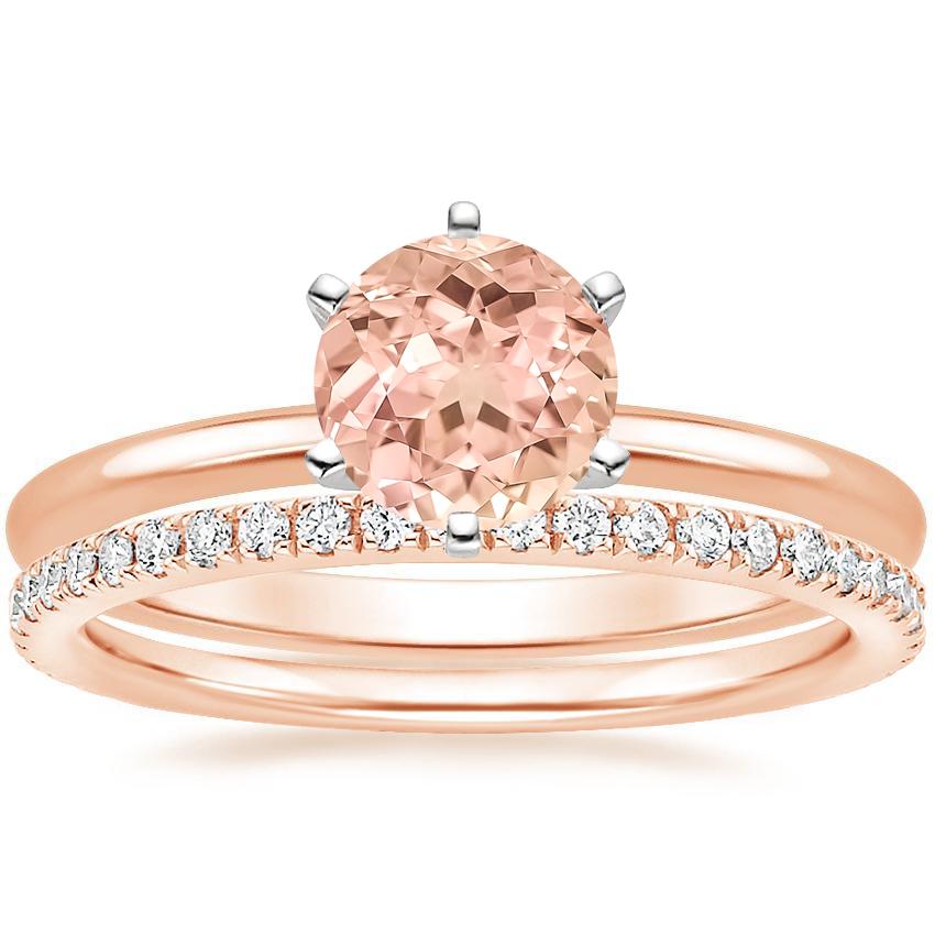 14K Rose Gold Six-Prong Petite Comfort Fit Ring with Luxe Ballad Diamond Ring (1/4 ct. tw.)