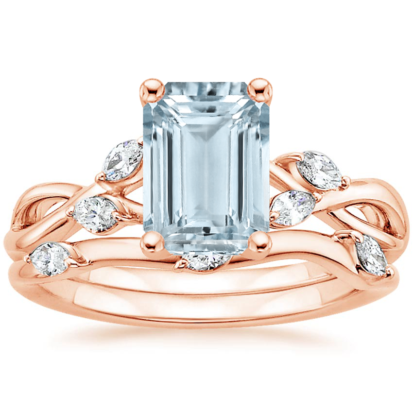 14KR Aquamarine Willow Bridal Set (1/4 ct. tw.), top view