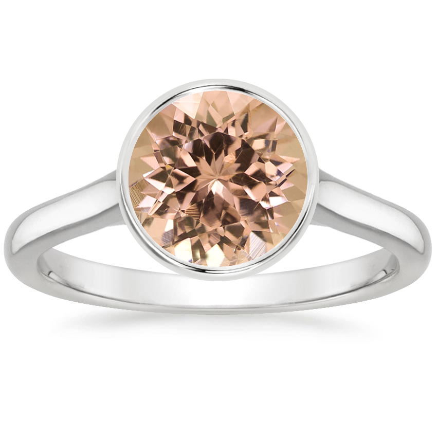 18K White Gold Luna 2mm Bezel Ring, large top view