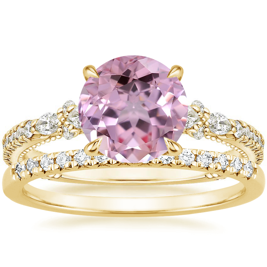 14K Yellow Gold Primrose Diamond Ring with Sonora Eternity Diamond Ring (3/8 ct. tw.)