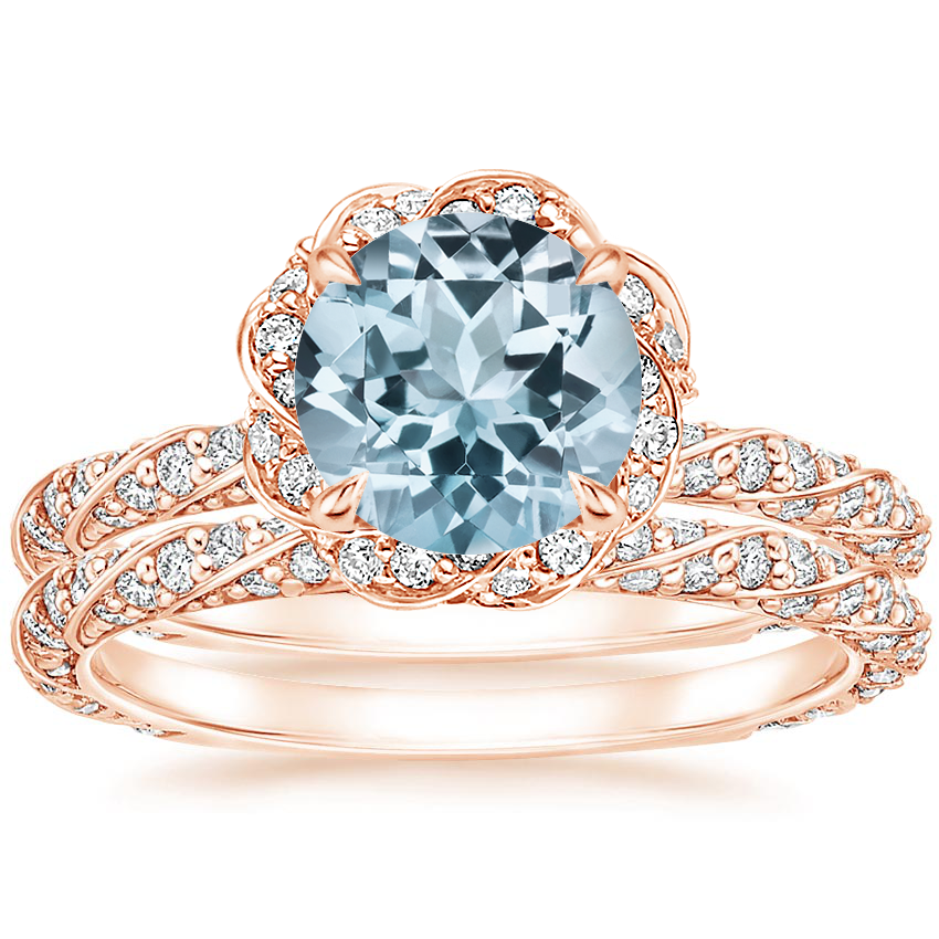 14KR Aquamarine Nova Diamond Bridal Set (3/4 ct. tw.), top view