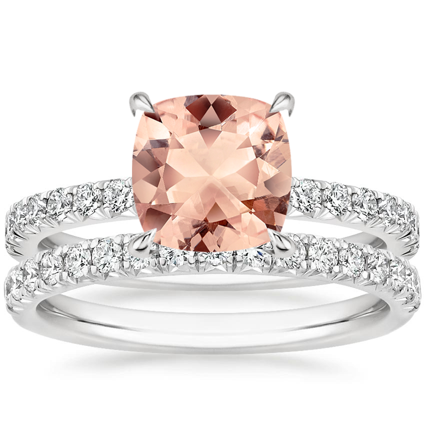 18KW Morganite Amelie Diamond Bridal Set, top view