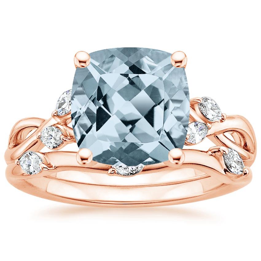 14KR Aquamarine Willow Bridal Set (1/4 ct. tw.), top view