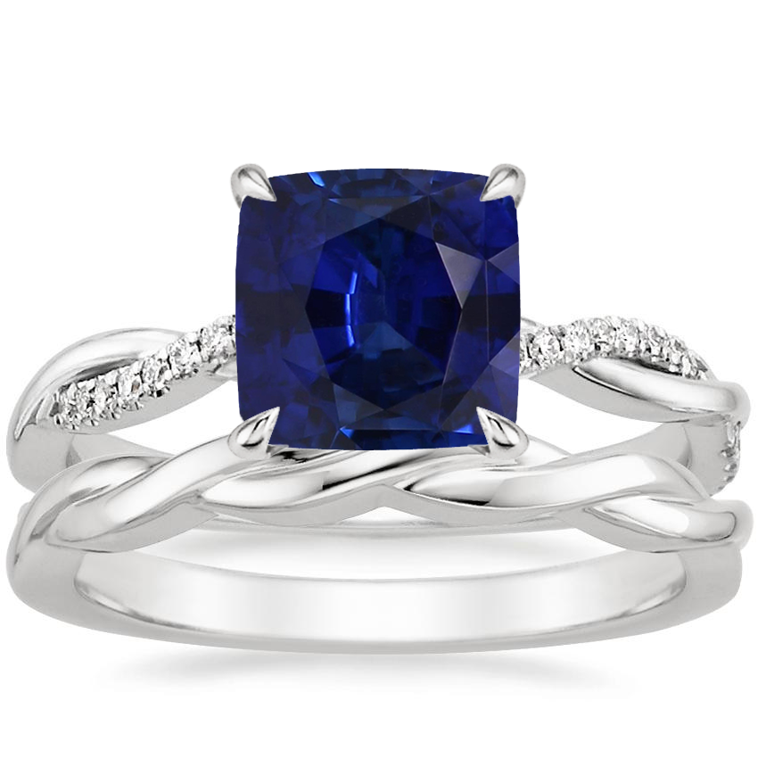 18K White Gold Petite Twisted Vine Diamond Ring (1/8 ct. tw.) with Twisted Vine Ring