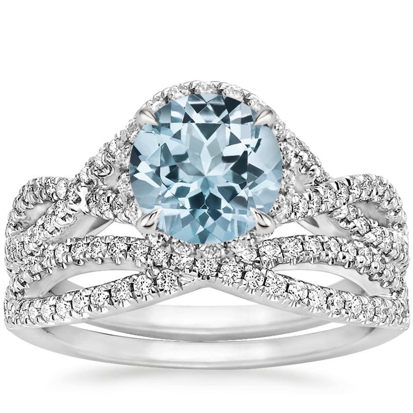 PT Aquamarine Entwined Halo Diamond Bridal Set (1/2 ct. tw.), top view