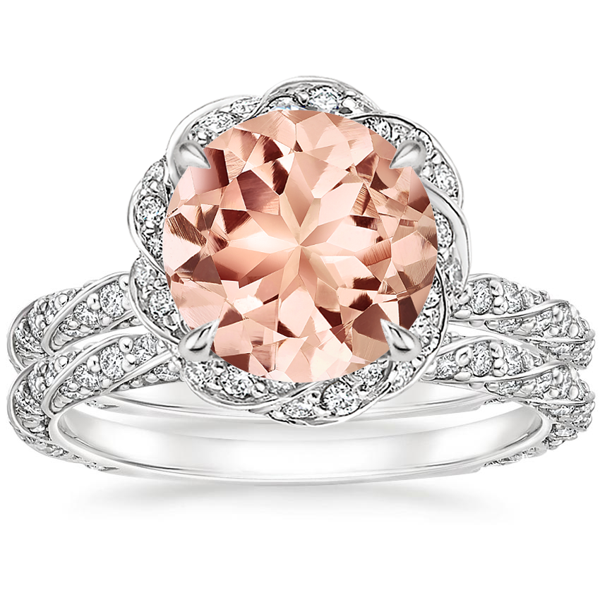 18KW Morganite Nova Diamond Bridal Set (3/4 ct. tw.), top view