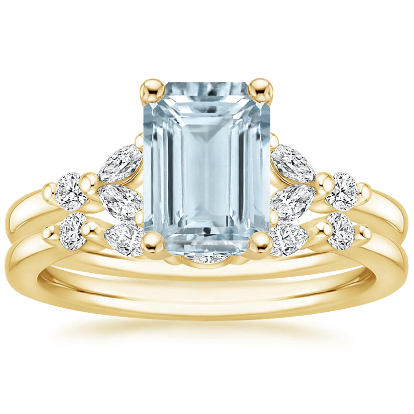 18KY Aquamarine Verbena Diamond Bridal Set (1/4 ct. tw.), top view