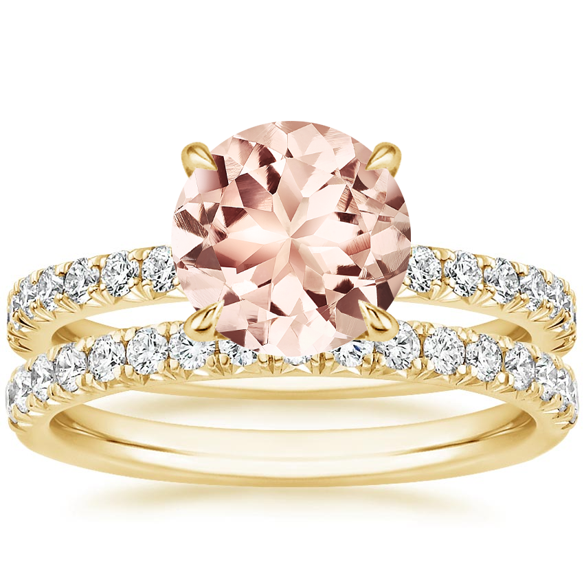 18KY Morganite Amelie Diamond Bridal Set, top view