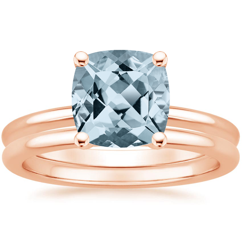 14KR Aquamarine Perfect Fit Bridal Set, top view