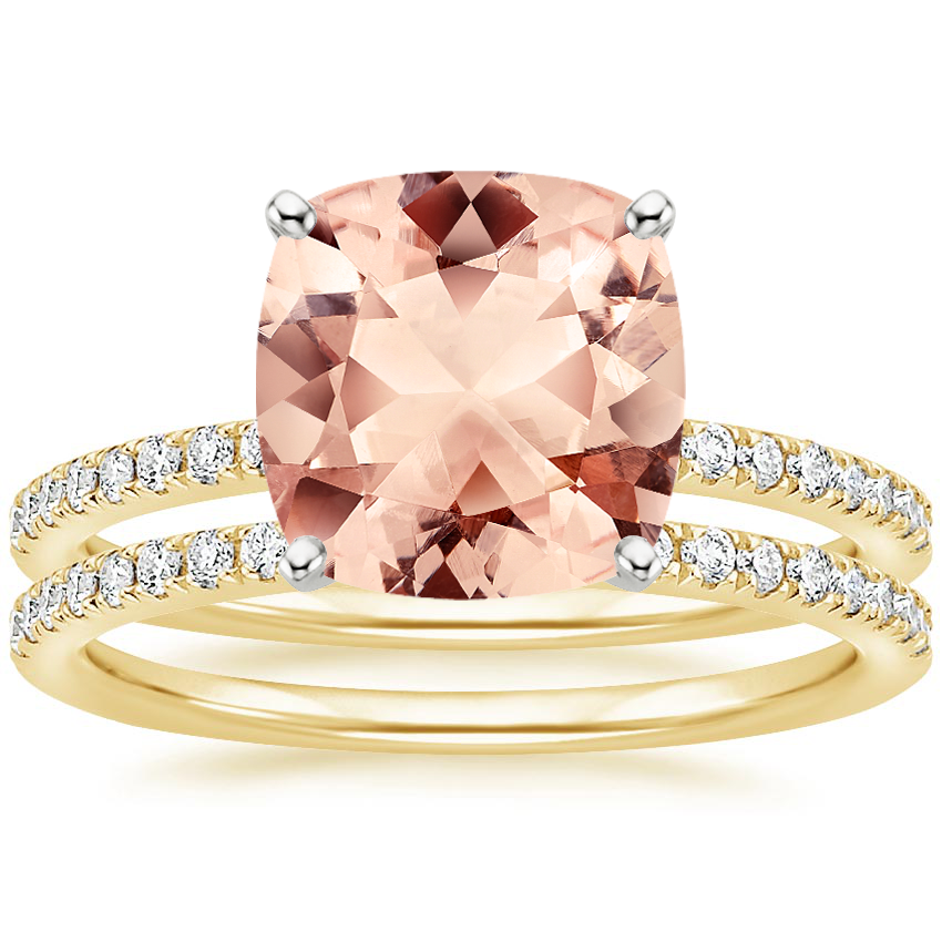18KY Morganite Ballad Diamond Bridal Set (1/3 ct. tw.), top view