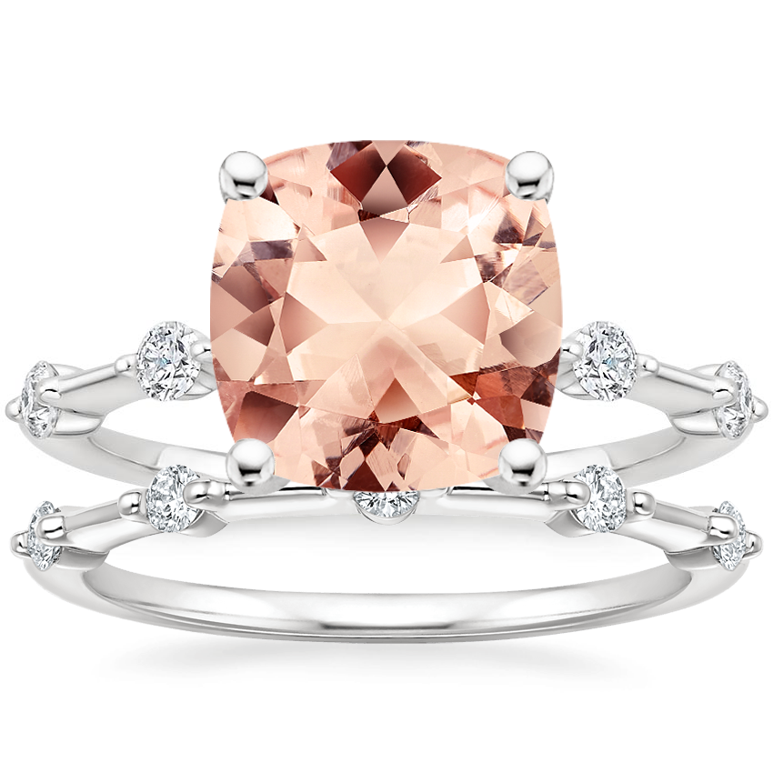 18KW Morganite Aimee Diamond Bridal Set, top view