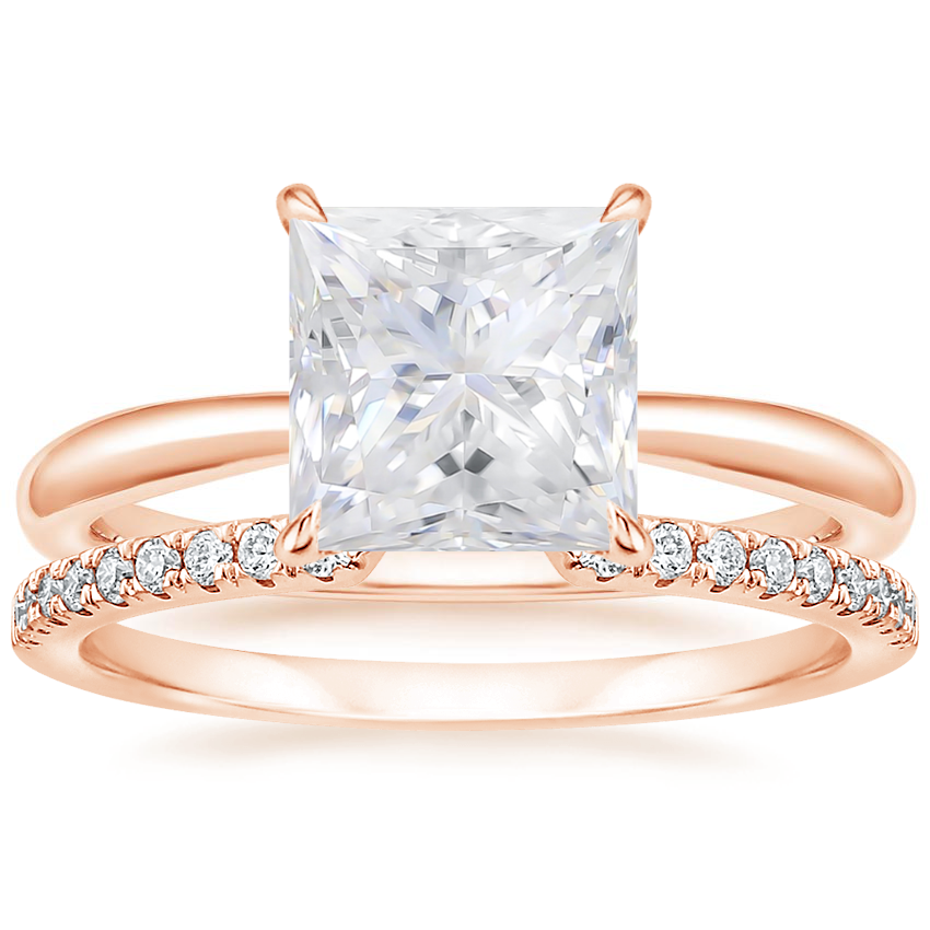 14KR Moissanite Freesia Ring with Sia Diamond Open Ring, top view