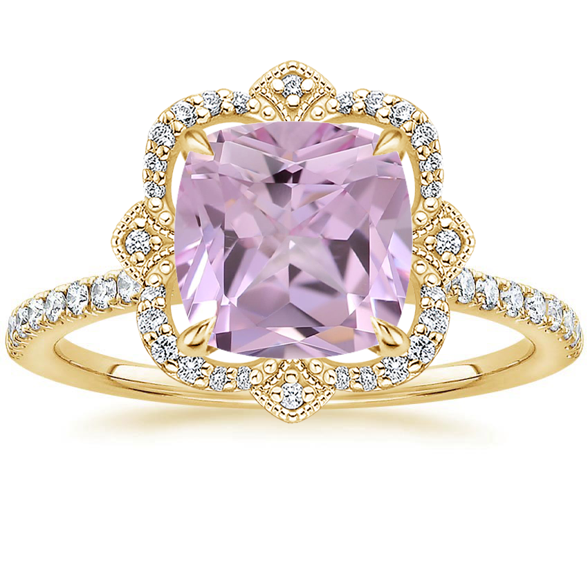 18K Yellow Gold Reina Halo Diamond Ring, large top view