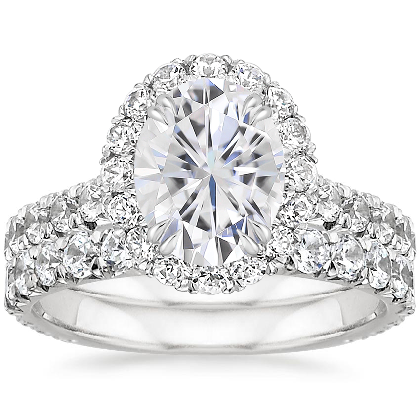 PT Moissanite Luxe Sienna Halo Diamond Bridal Set (1 3/8 ct. tw.), top view