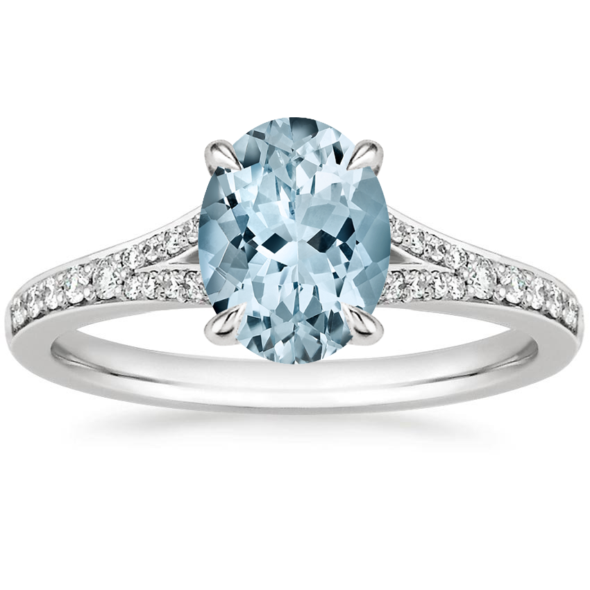 Aquamarine Duet Diamond Ring in Platinum