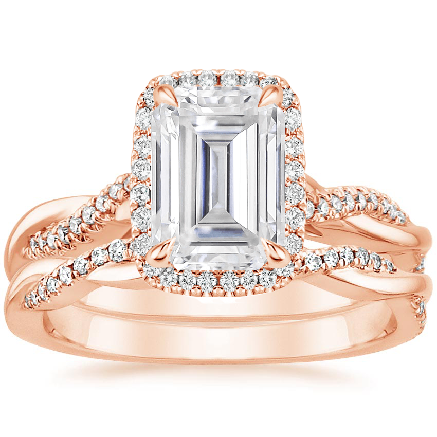 14KR Moissanite Petite Twisted Vine Halo Diamond Bridal Set (1/3 ct. tw.), top view