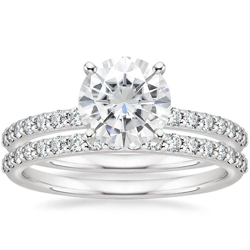18KW Moissanite Petite Shared Prong Bridal Set (1/2 ct. tw.), top view