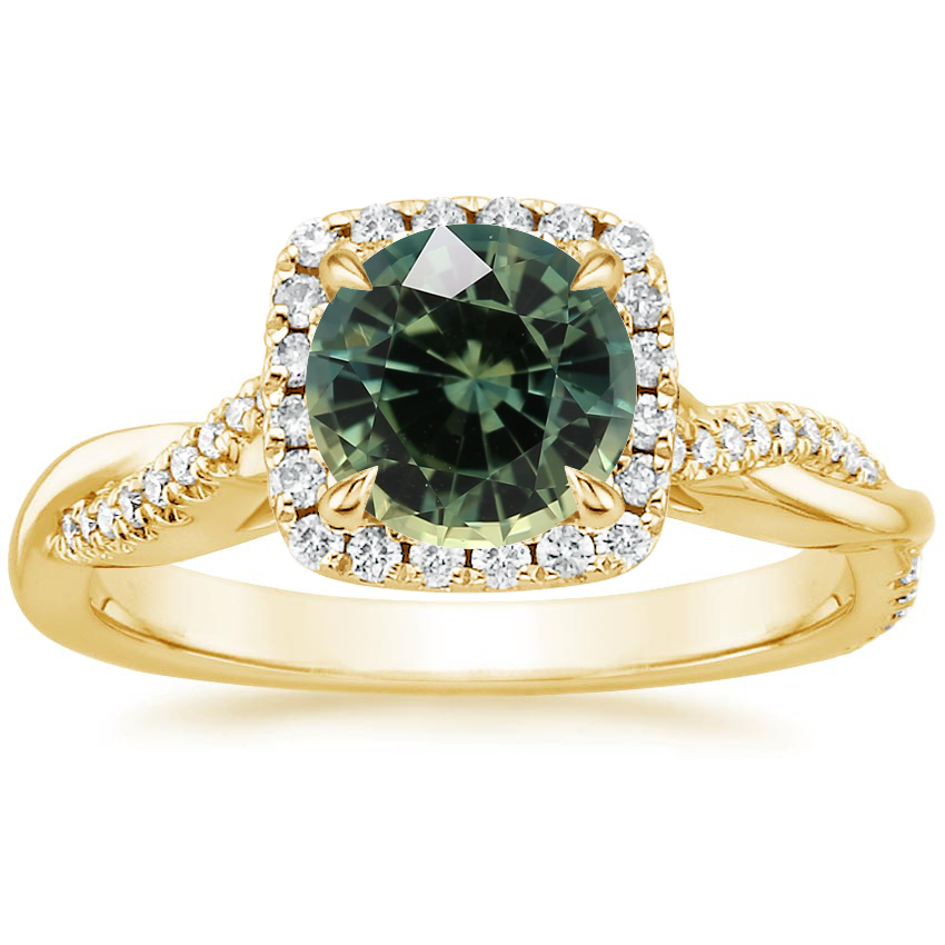 18K Yellow Gold Petite Twisted Vine Halo Diamond Ring (1/4 ct. tw.), large top view