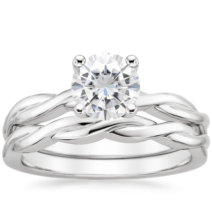 18KW Moissanite Twisted Vine Bridal Set, top view