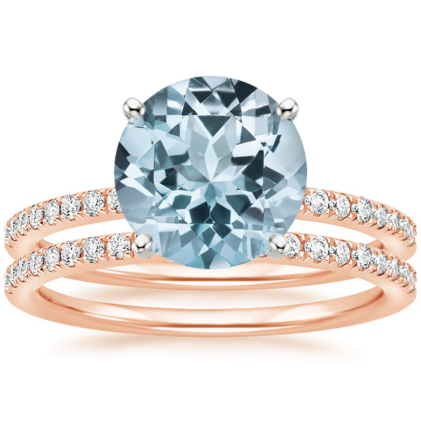 14KR Aquamarine Ballad Diamond Bridal Set (1/3 ct. tw.), top view