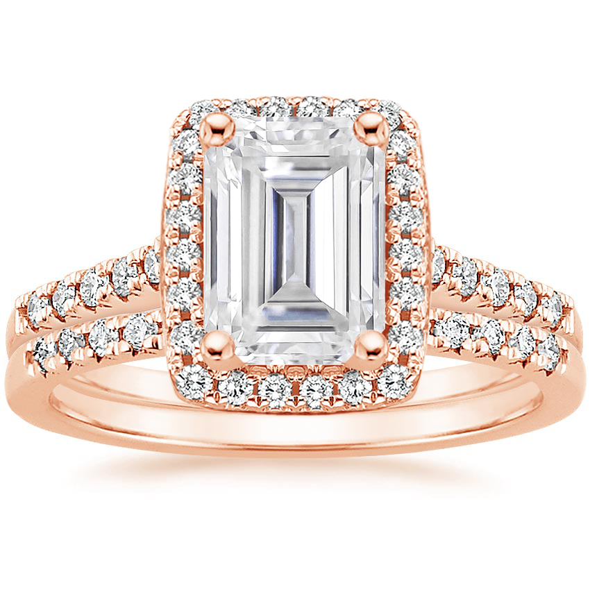 14KR Moissanite Odessa Diamond Ring (1/5 ct. tw.) with Sonora Diamond Ring (1/8 ct. tw.), top view