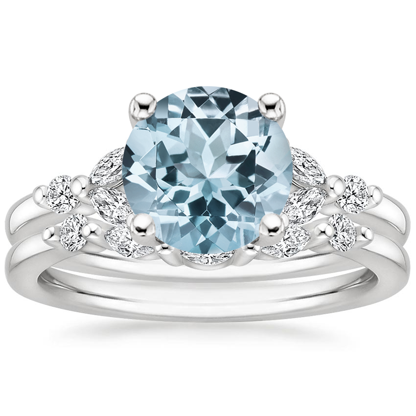PT Aquamarine Verbena Diamond Bridal Set (1/4 ct. tw.), top view