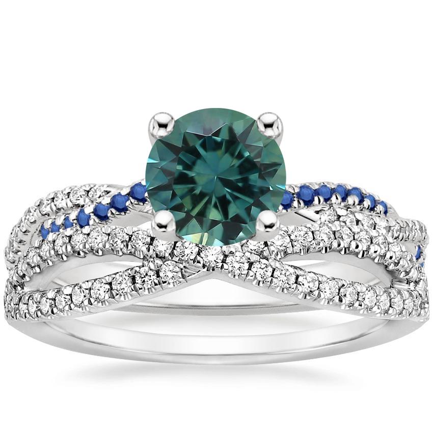 18K White Gold Petite Luxe Twisted Vine Sapphire and Diamond Ring with Entwined Diamond Ring (1/4 ct. tw.)