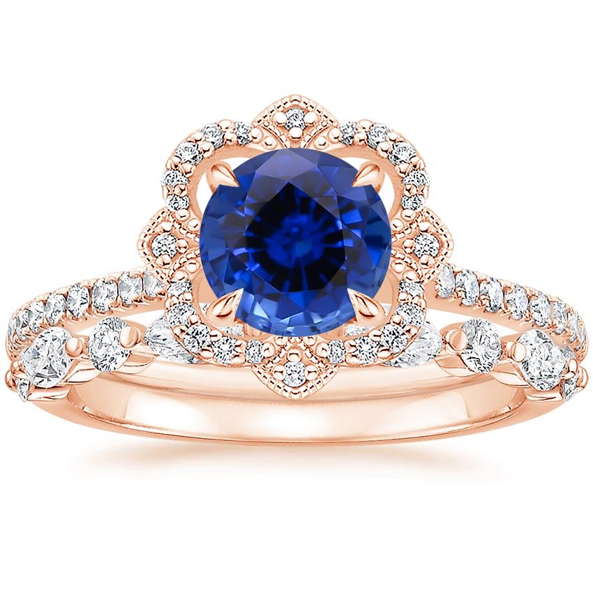 Sapphire Reina Diamond Ring with Versailles Diamond Ring (3/8 ct. tw ...