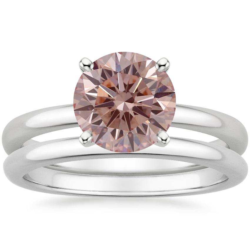 Platinum, 2.02ct Fancy Brownish Pink Diamond and Diamond Three Stone Engagement Ring , Size 6 1/2, Contemporary Jewelry