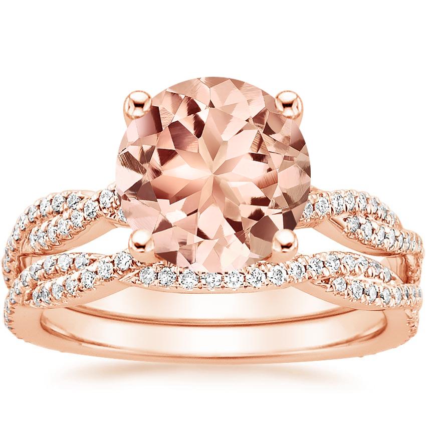 14KR Morganite Petite Luxe Twisted Vine Bridal Set (1/2 ct. tw.), top view