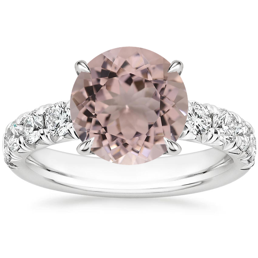 18K White Gold Ellora Half Coverage Diamond Ring, large top view