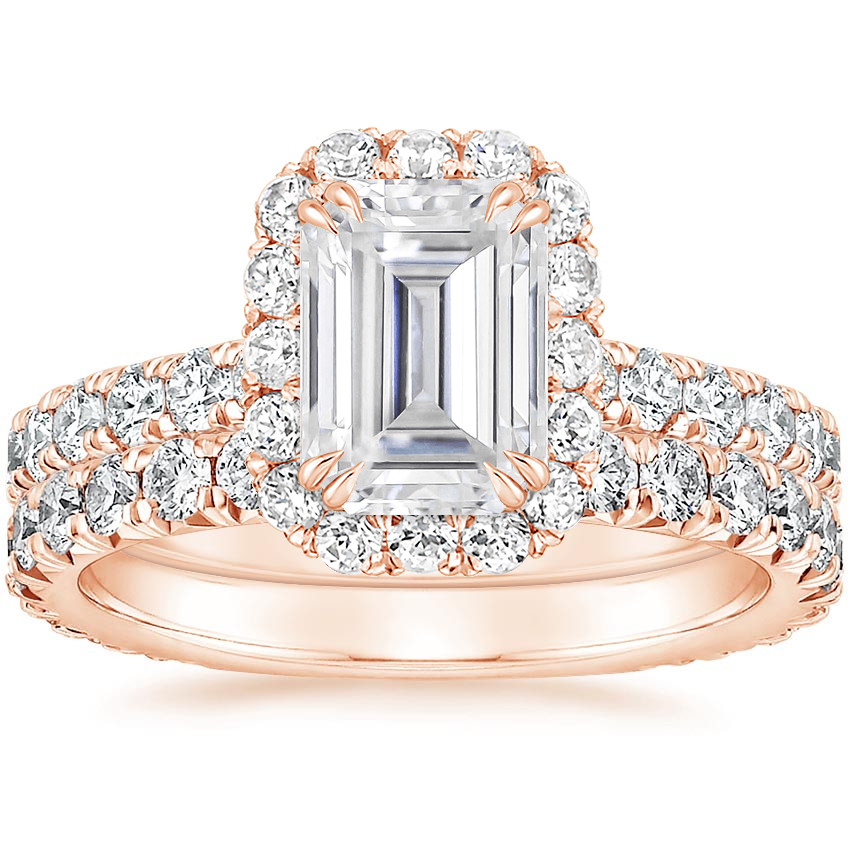 14KR Moissanite Luxe Sienna Halo Diamond Bridal Set (1 3/8 ct. tw.), top view