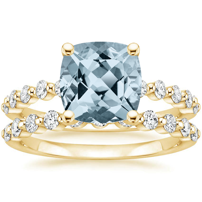18KY Aquamarine Marseille Diamond Bridal Set (1/2 ct. tw.), top view