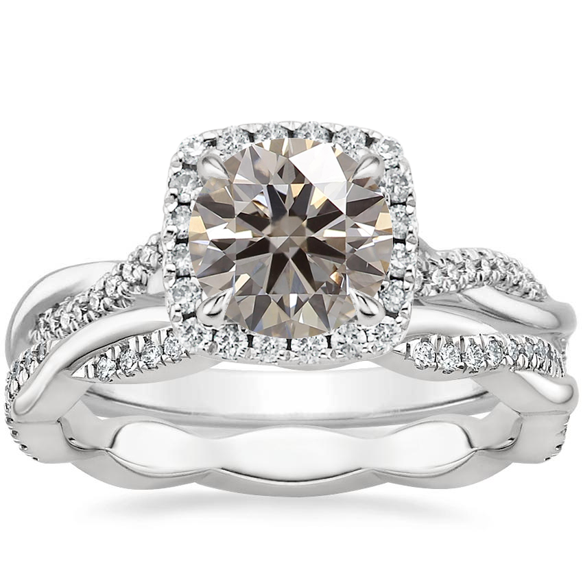 Petite twisted vine halo diamond hot sale ring