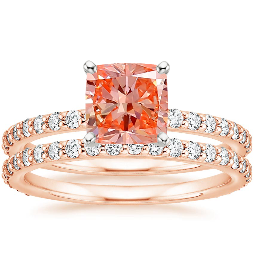 14K Rose Gold Luxe Petite Shared Prong Diamond Bridal Set (3/4 ct. tw.)