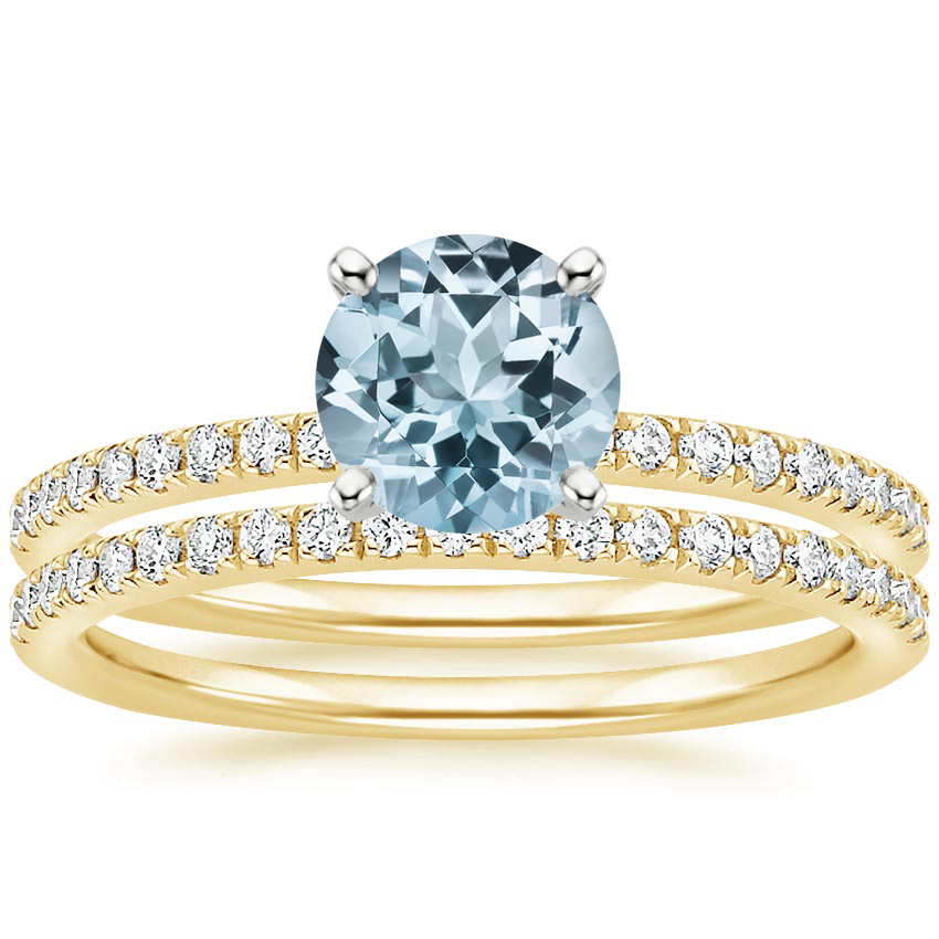 18KY Aquamarine Ballad Diamond Bridal Set (1/3 ct. tw.), top view