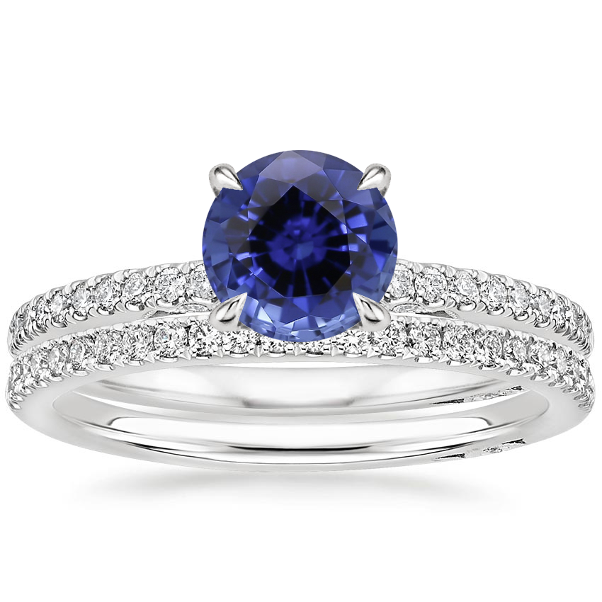18KW Sapphire Simply Tacori Classic Diamond Bridal Set, top view