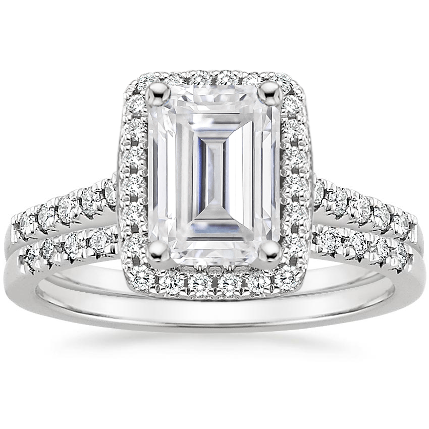PT Moissanite Odessa Diamond Ring (1/5 ct. tw.) with Sonora Diamond Ring (1/8 ct. tw.), top view
