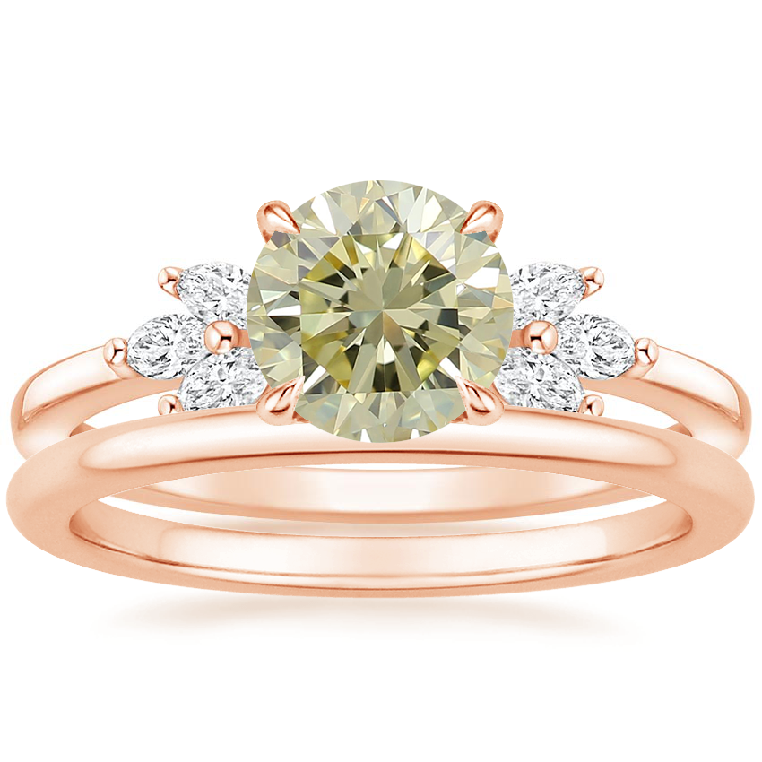 14K Rose Gold Stella Diamond Ring with Petite Comfort Fit Wedding Ring