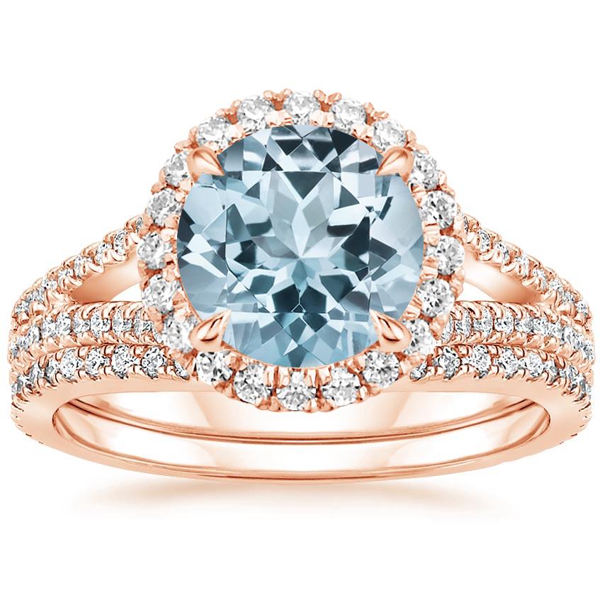 14KR Aquamarine Fortuna Diamond Bridal Set (2/3 ct. tw.), top view