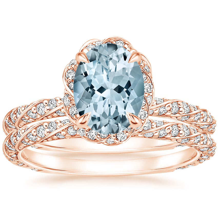 14KR Aquamarine Nova Diamond Bridal Set (3/4 ct. tw.), top view