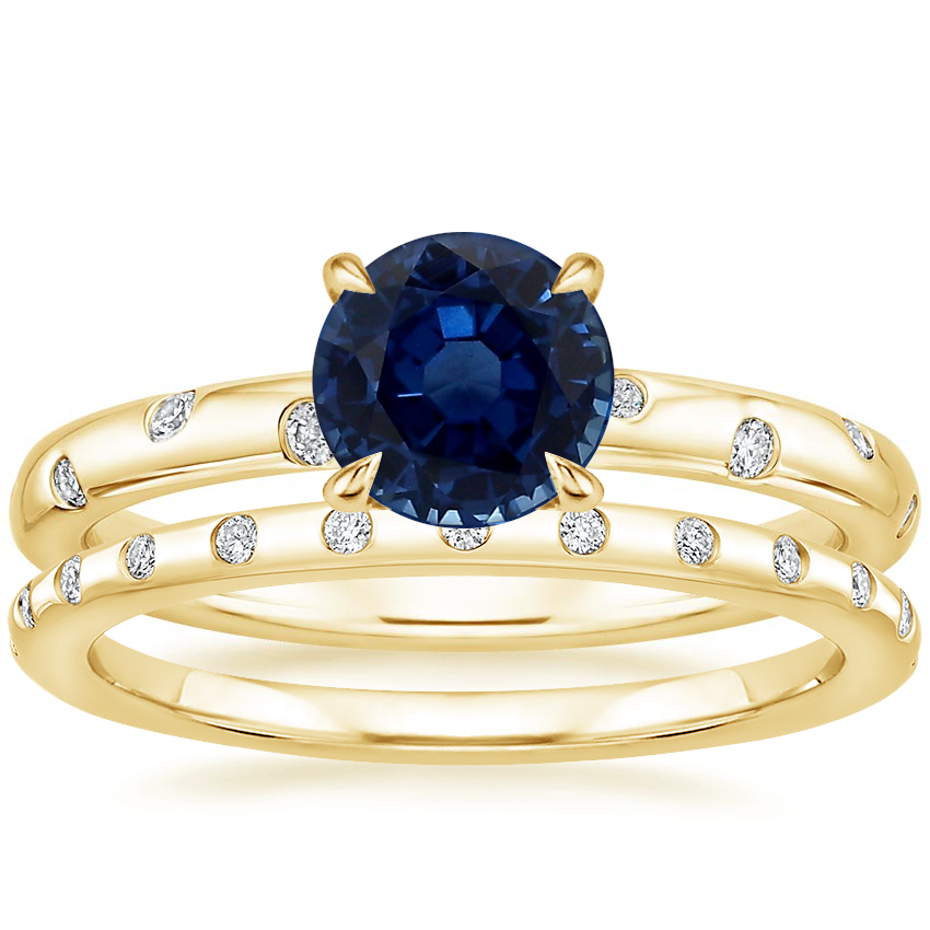 18K Yellow Gold Corinne Diamond Ring with Anais Diamond Ring