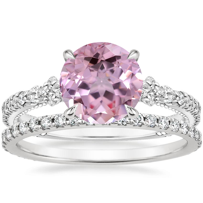 18K White Gold Primrose Diamond Ring with Sonora Eternity Diamond Ring (3/8 ct. tw.)